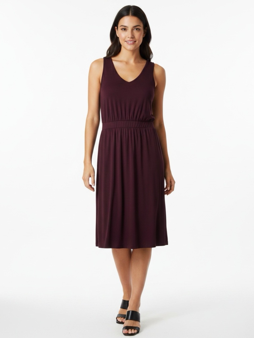 Market & spruce Gina knit V-neck midi dress in burgundy size M NWT normcore